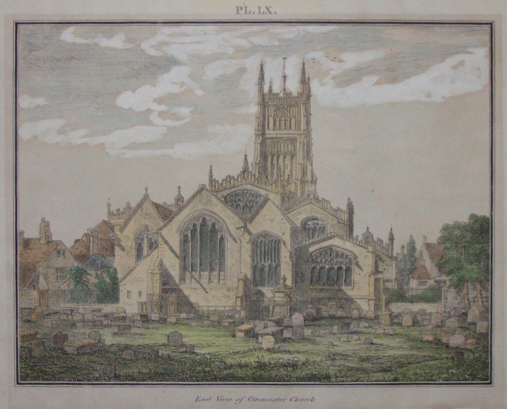 Etching - East View of Cirencester Church